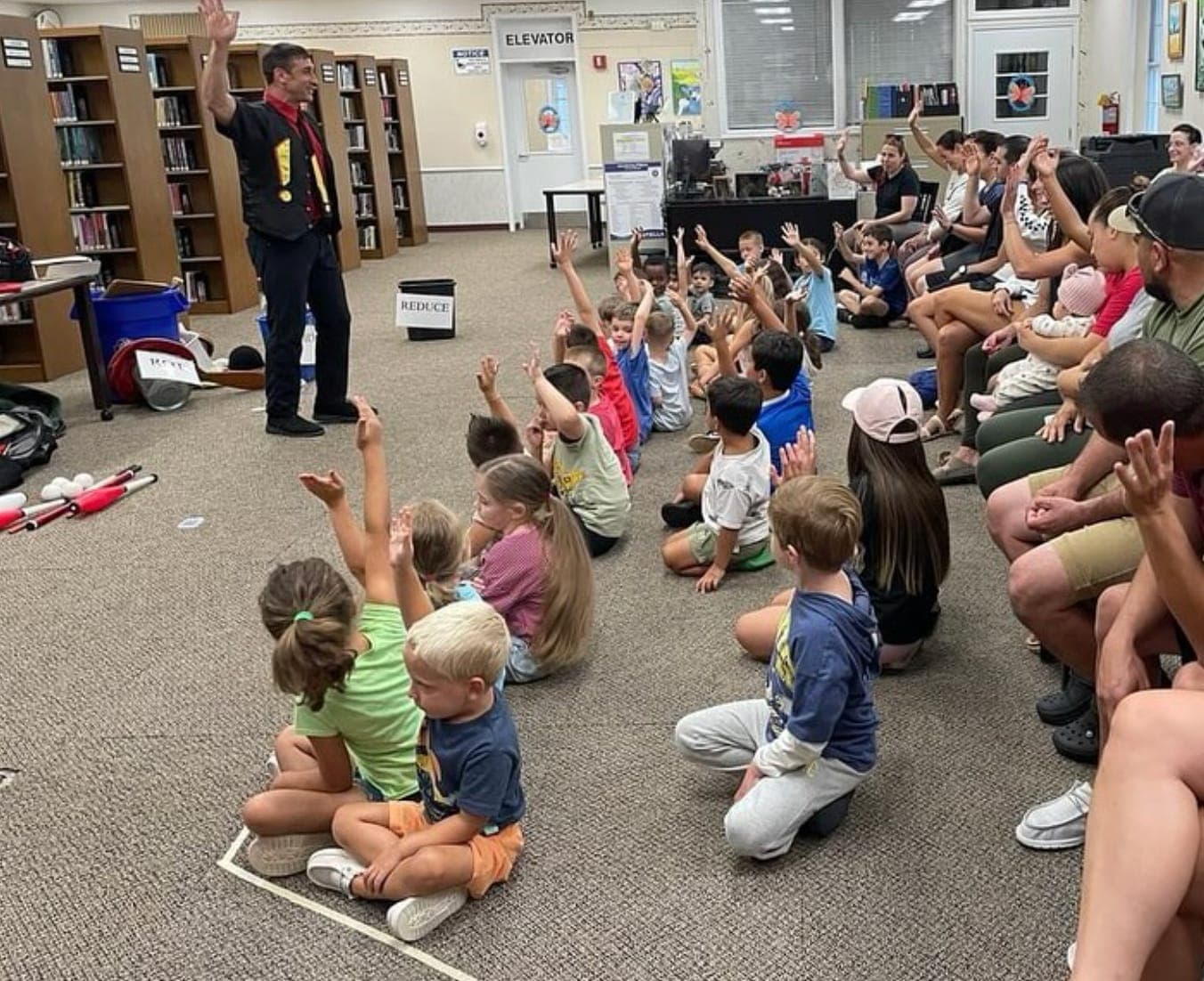 Children and families participate in a program at Kenilworth Public Library.
